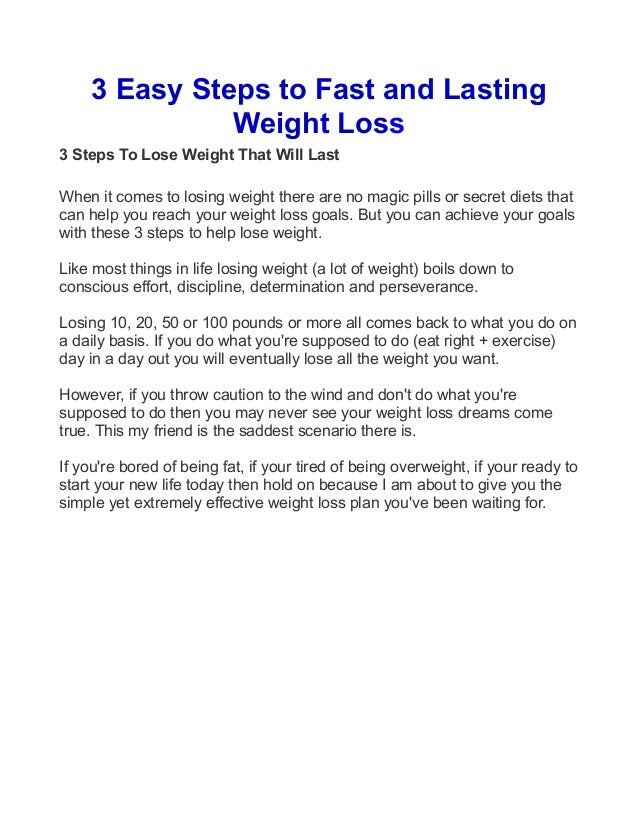 how to lose weight fast 3 easy steps