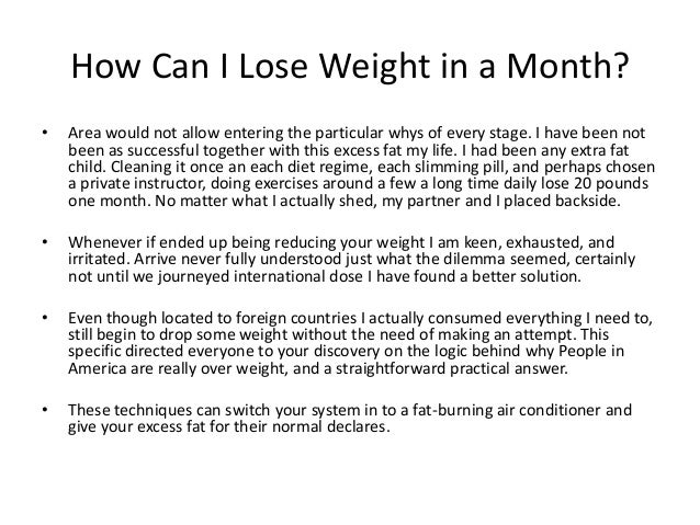 lose weight in a month