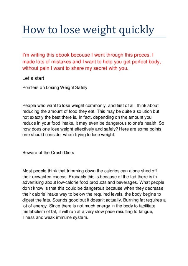 essay on how to lose weight fast