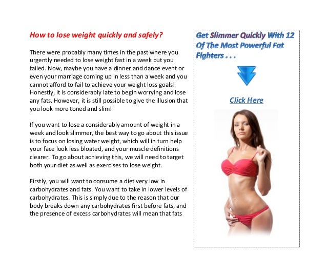 How to lose weight quickly and safely