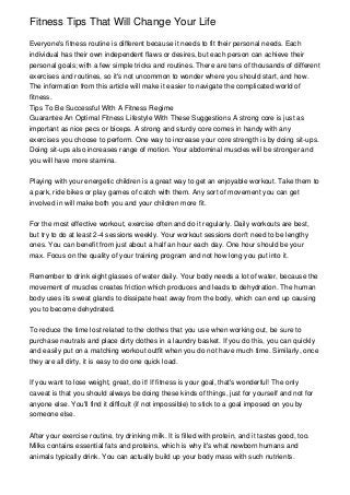 Fitness Tips That Will Change Your Life