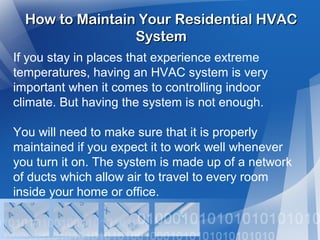 How to maintain your residential hvac system | PPT