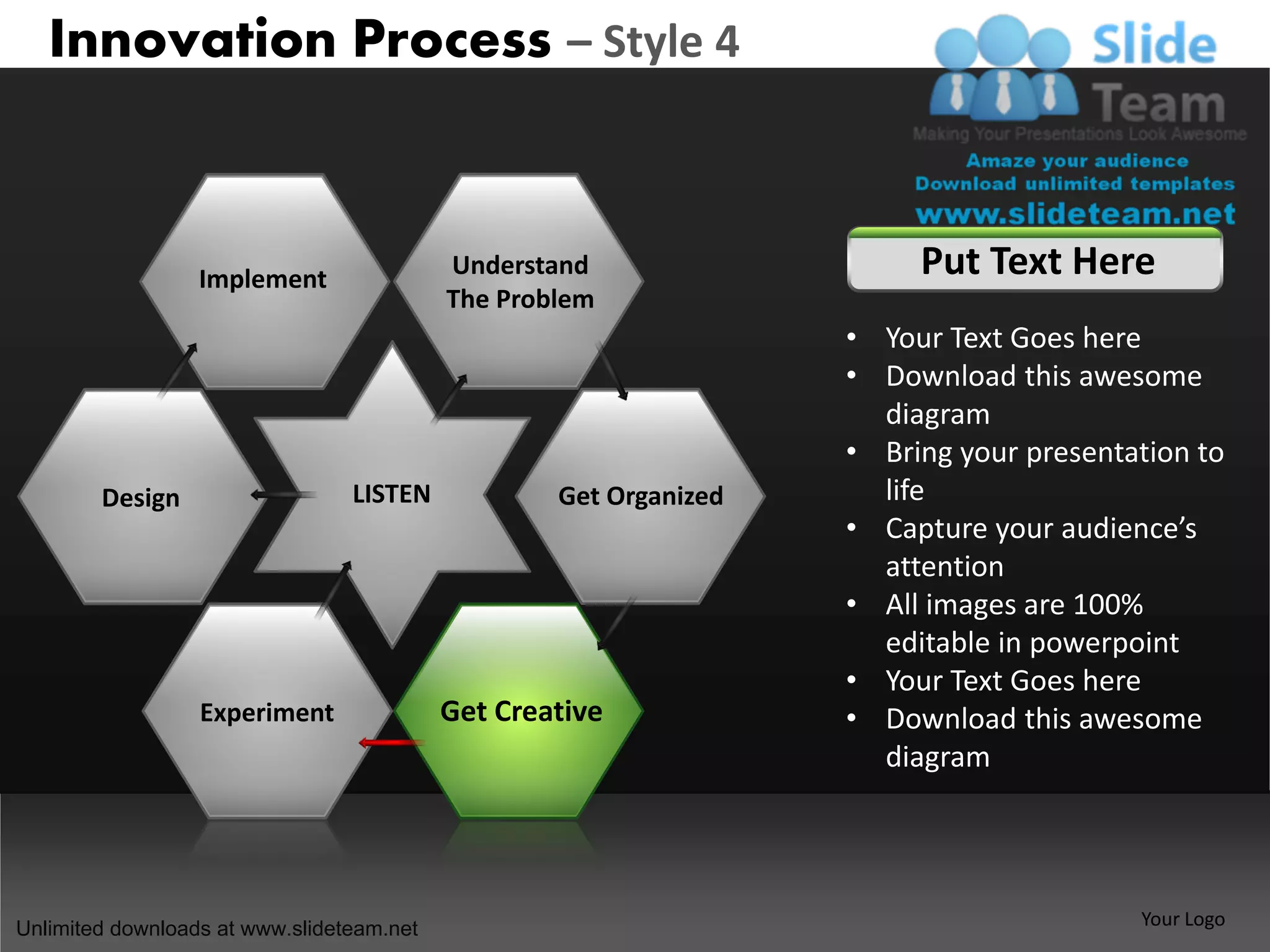 How to make 6 stage hexagon innovation process with presentation ...