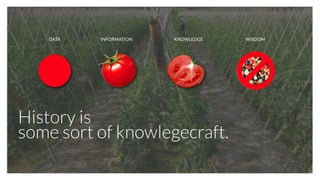 History is
some sort of knowlegecraft.
DATA INFORMATION KNOWLEDGE WISDOM
 
