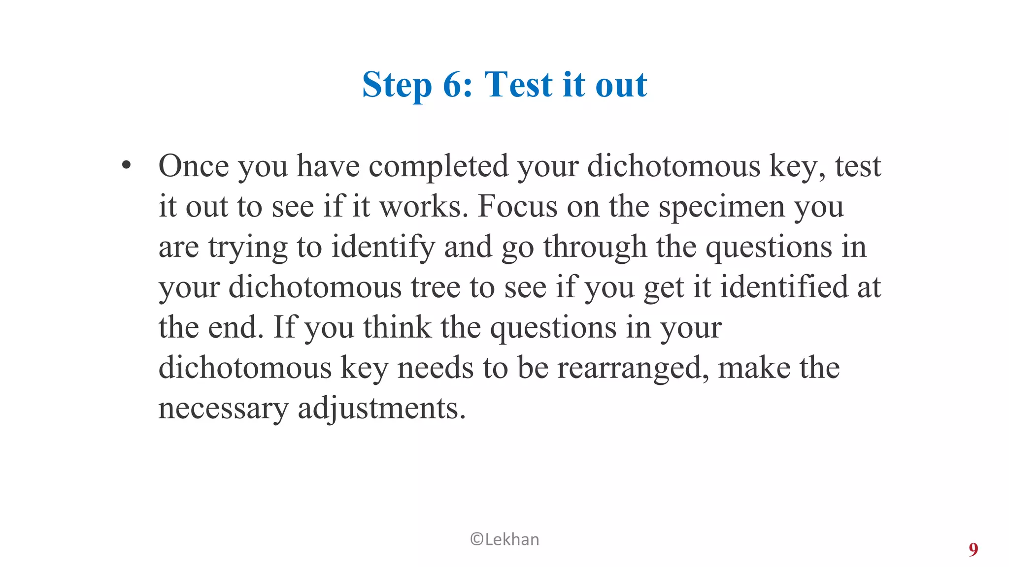 How to make a dichotomous key | PPTX