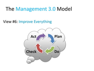 The Management 3.0 Model

View #6: Improve Everything
 