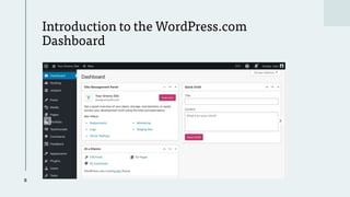 Introduction to the WordPress.com
Dashboard
8
 