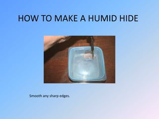 HOW TO MAKE A HUMID HIDE

Smooth any sharp edges.

 