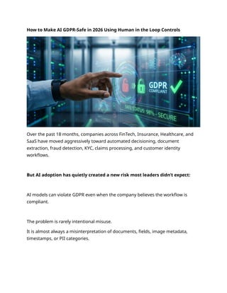 How to Make AI GDPR-Safe in 2026 Using Human in the Loop Controls | DOCX