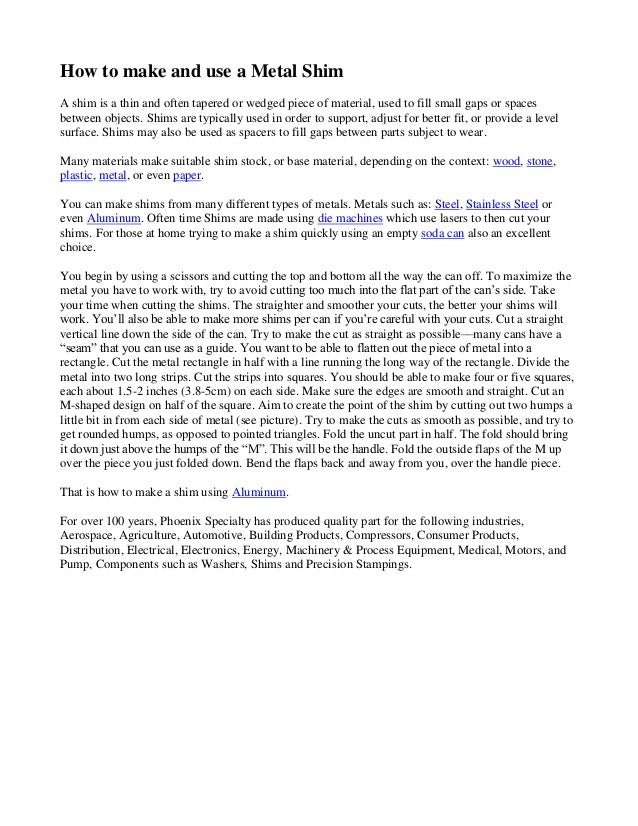 How to make and use a metal shim