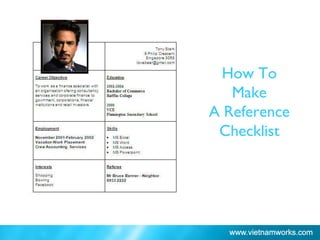 How To
Make
A Reference
Checklist
 
