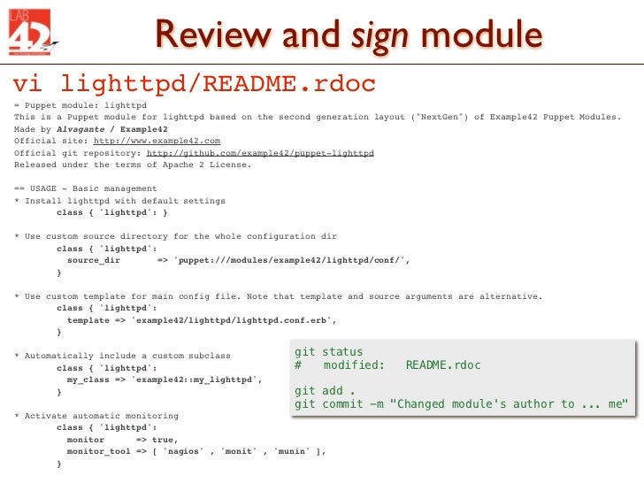 how to make an example42 nextgen module in 5 minutes rdoc format