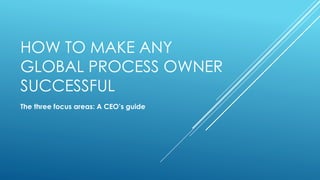 HOW TO MAKE ANY
GLOBAL PROCESS OWNER
SUCCESSFUL
The three focus areas: A CEO’s guide
 