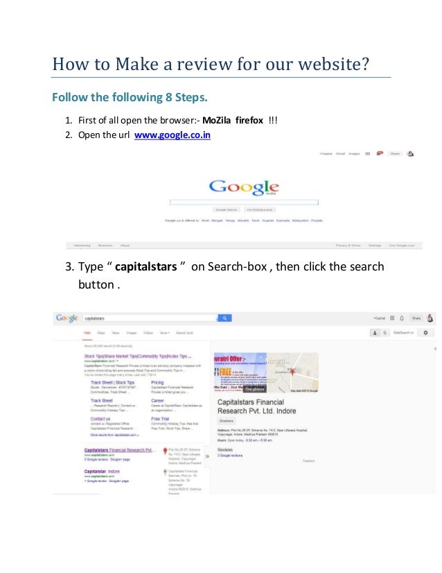 How to make a review for our website