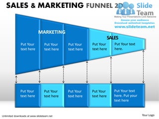 SALES & MARKETING FUNNEL 2D


                            MARKETING
                                                                     SALES
              Put Your           Put Your    Put Your    Put Your       Put Your text
              text here          text here   text here   text here      here.




              Put Your           Put Your    Put Your    Put Your       Put Your text
              text here          text here   text here   text here      here. Put your
                                                                        text here


Unlimited downloads at www.slideteam.net                                                 Your Logo
 