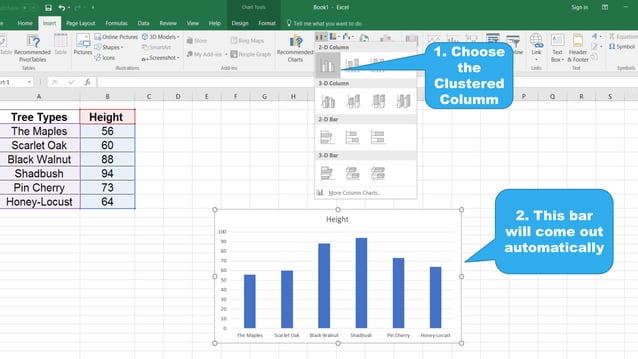 How to make a simple bar graph in exel 2016 | PPTX