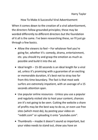 How to make a successful viral ad
