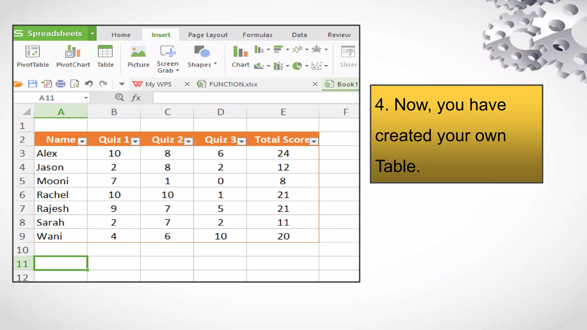How To Make A Table in Excel PPT