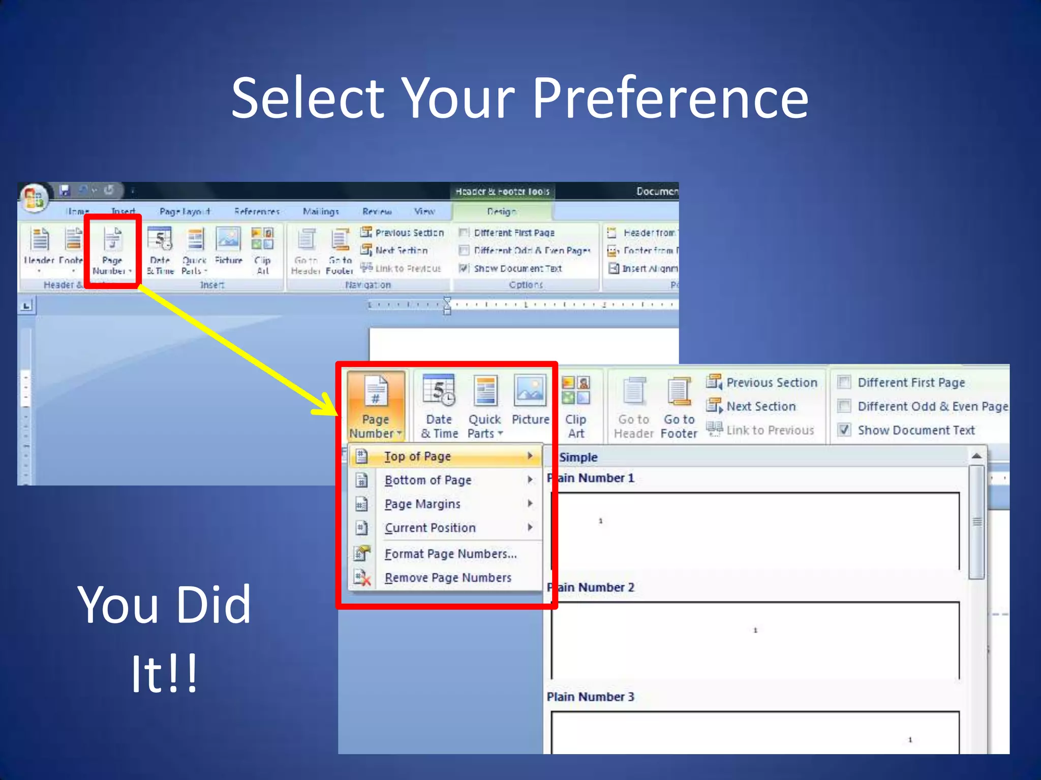 Select Your PreferenceYou Did It!!