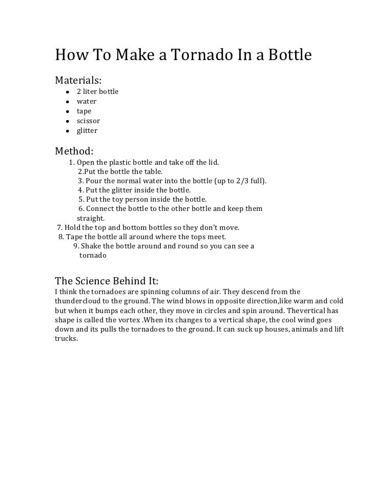 How to make a tornado in a bottle
