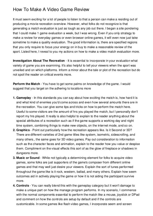  how to make a video game review
