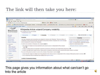 The link will then take you here:




This page gives you information about what can/can‟t go
into the article
 