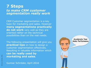 7 Steps how to make CRM customer segmentation really work | PDF