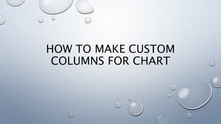 HOW TO MAKE CUSTOM
COLUMNS FOR CHART
 