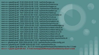 -rwxr-xr-x gayett/ug-all 8148 2024-02-08 13:02 ./opt/toto/foo/gpu.py
-rwxr-xr-x gayett/ug-all 5168 2024-02-08 13:02 ./opt/toto/foo/instance.py
-rwxr-xr-x gayett/ug-all 5470 2024-02-08 13:02 ./opt/toto/foo/logger.py
-rwxr-xr-x gayett/ug-all 21945 2024-02-08 13:02 ./opt/toto/foo/multicast.py
-rwxr-xr-x gayett/ug-all 5789 2024-02-08 13:02 ./opt/toto/foo/pattern.py
-rwxr-xr-x gayett/ug-all 7547 2024-02-08 13:02 ./opt/toto/foo/rabbit.py
-rwxr-xr-x gayett/ug-all 574 2024-02-08 13:02 ./opt/toto/foo/requirements.txt
-rwxr-xr-x gayett/ug-all 14089 2024-02-08 13:02 ./opt/toto/foo/route.py
-rwxr-xr-x gayett/ug-all 5466 2024-02-08 13:02 ./opt/toto/foo/service.py
-rwxr-xr-x gayett/ug-all 1608 2024-02-08 13:02 ./opt/toto/foo/singleton.py
-rwxr-xr-x gayett/ug-all 27434 2024-02-08 13:02 ./opt/toto/foo/synchro.py
-rwxr-xr-x gayett/ug-all 10527 2024-02-08 13:02 ./opt/toto/foo/threadManager.py
-rwxr-xr-x gayett/ug-all 995 2024-02-08 13:02 ./opt/toto/foo/unittest-critical.sh
-rwxr-xr-x gayett/ug-all 1314 2024-02-08 13:02 ./opt/toto/foo/unittest-debug.sh
-rwxr-xr-x gayett/ug-all 1020 2024-02-08 13:02 ./opt/toto/foo/unittest-error.sh
-rwxr-xr-x gayett/ug-all 991 2024-02-08 13:02 ./opt/toto/foo/unittest-info.sh
-rwxr-xr-x gayett/ug-all 994 2024-02-08 13:02 ./opt/toto/foo/unittest-warning.sh
-rwxr-xr-x gayett/ug-all 240 2024-02-08 13:02 ./opt/toto/foo/update-requirements.sh
-rwxr-xr-x gayett/ug-all 26563 2024-02-08 13:02 ./opt/toto/foo/utils.py
-rw-r--r-- gayett/ug-all 2226 2024-02-08 13:02 ./opt/toto/foo/foo-probe-config.yml
-rwxr-xr-x gayett/ug-all 122488 2024-02-08 13:02 ./opt/toto/foo/foo.py
-rw-r--r-- 1 gayett ug-all 42K nov. 20 17:37 /home/gayett/Workspace/foo/debian/my-foo-1.0.deb
-rw-r--r-- 1 gayett ug-all 52K févr. 8 13:02 /home/gayett/Workspace/foo/debian/my-local-1.0.deb
 