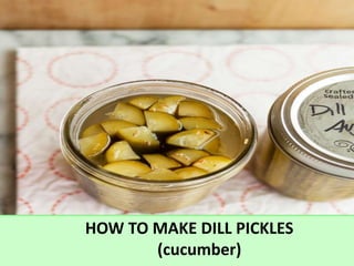 HOW TO MAKE DILL PICKLES
(cucumber)
 