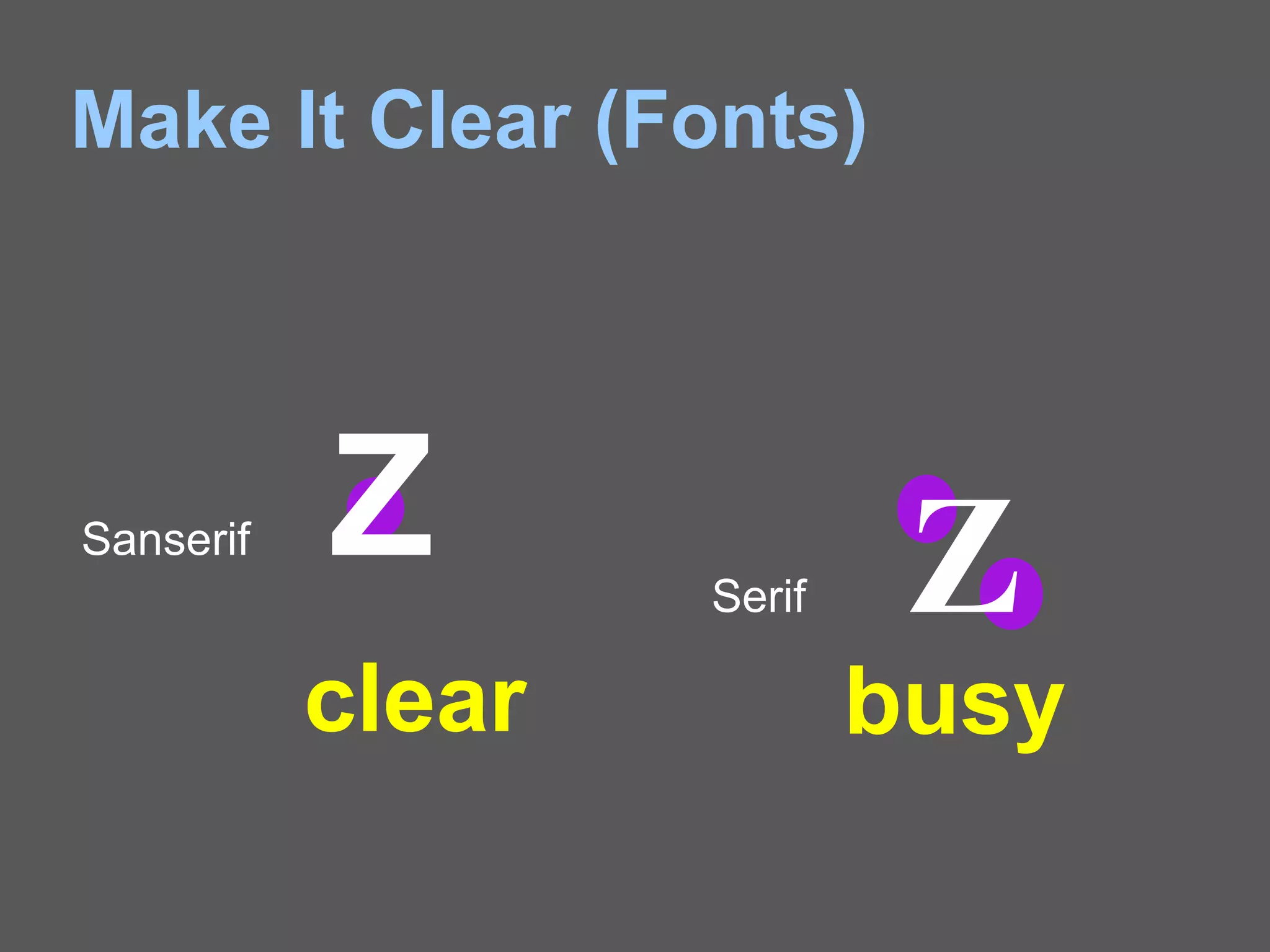 Make It Clear (Fonts)
Sanserif Z Serif Z
busyclear
 