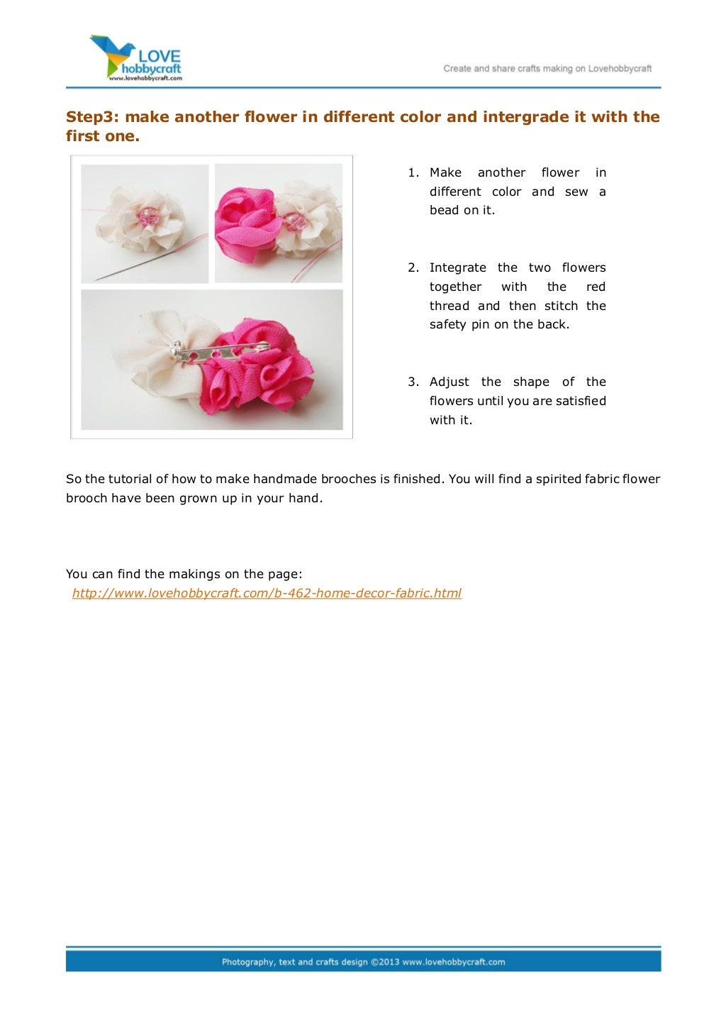 How to make fabric flower brooch
