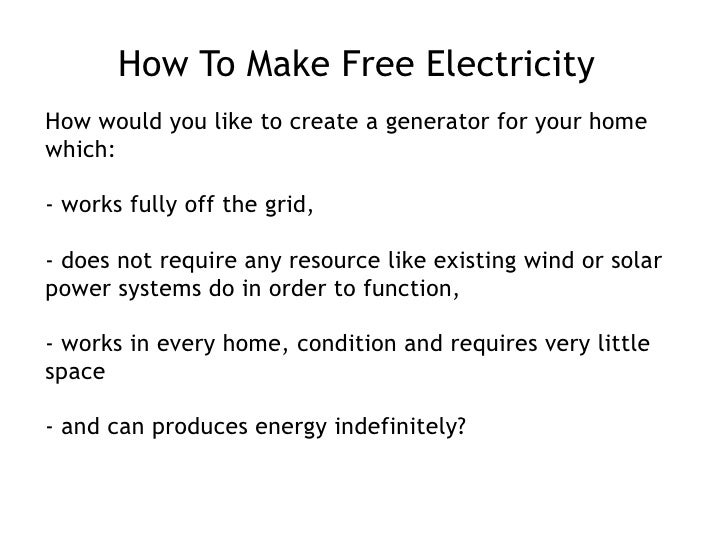 How to make free electricity