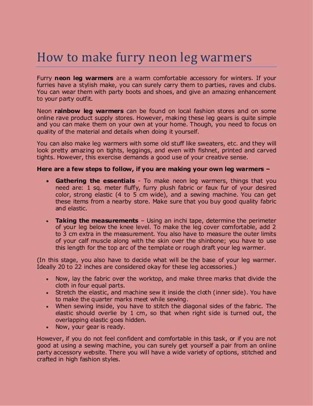 How to make furry neon leg warmers
