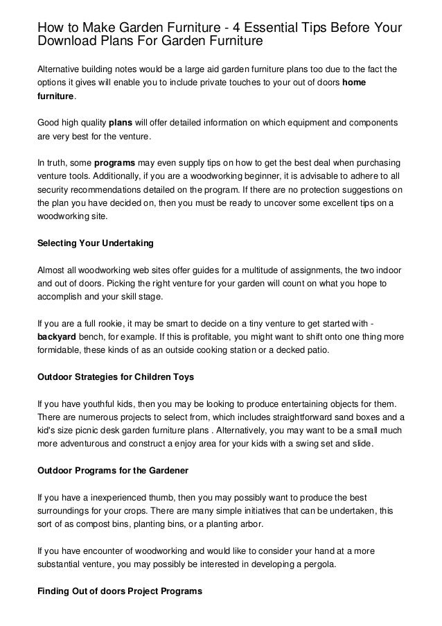 How to Make Garden Furniture 4 Essential Tips Before Your Download