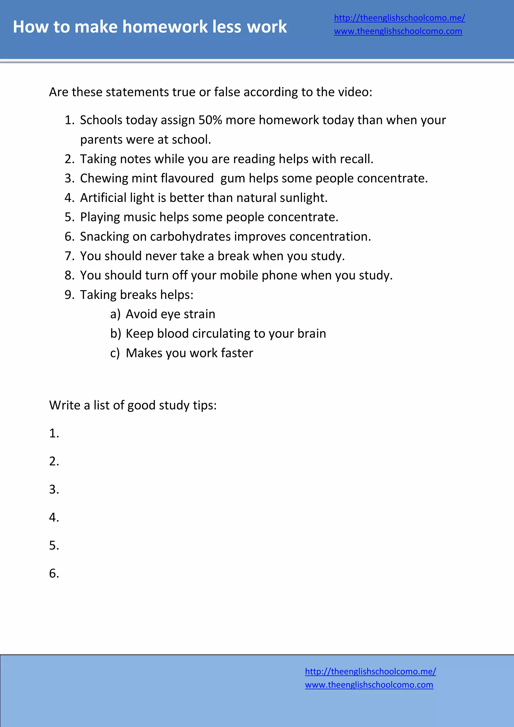 How To Make Homework Less Work