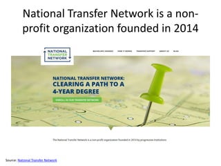 National Transfer Network is a non-
profit organization founded in 2014
Source: National Transfer Network
 