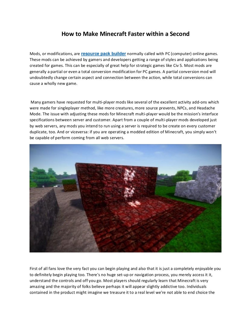 How To Make Minecraft Faster Within A Second