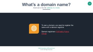 WebHostingSecretRevealed.net
© 2016 All Rights Reserved.
23
What’s a domain name?
A domain is like the address of a home.
...
