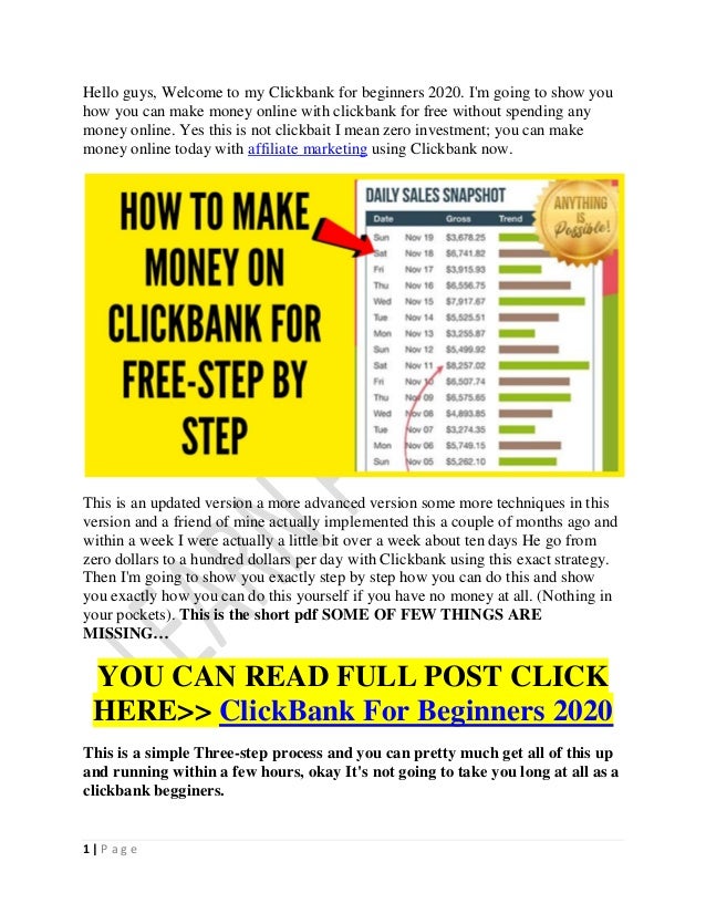 How to make money on clickbank for free-Clickbank for beginners 2020
