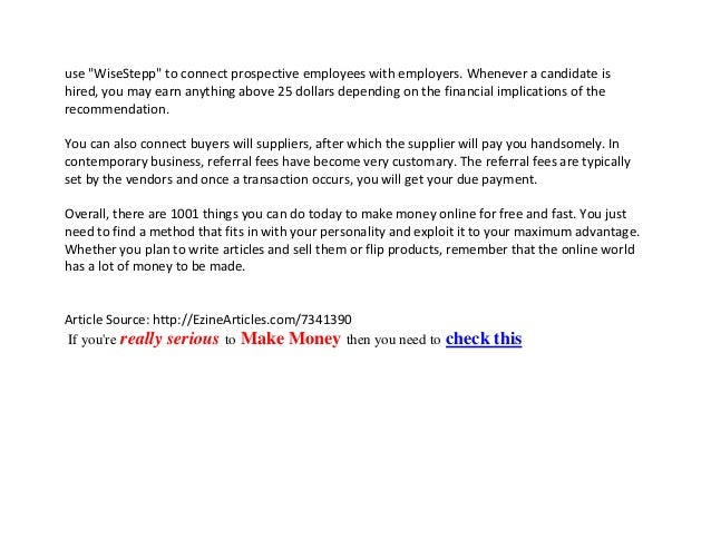 How to make money online for free and fast