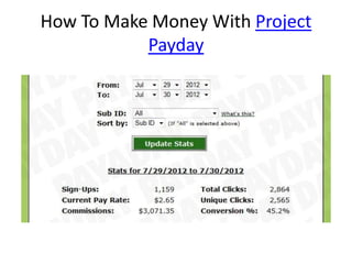How To Make Money With Project
           Payday
 