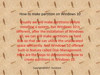 How to Make Partition on Windows 10 | PPTX