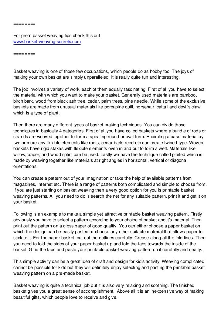 How To Make Simple And Attractive Printable Basket Weaving Patterns