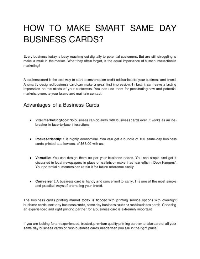 Next Day Business Cards - Same Day Copy And Print Services Are Available In - Usually ships within 6 to 10 days.