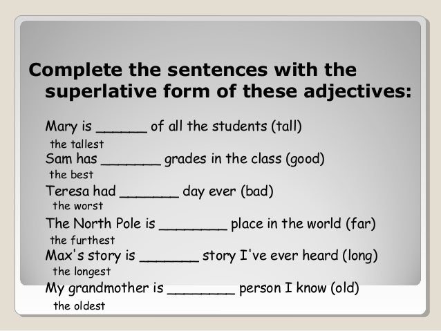 How To Make Superlatives In English B1