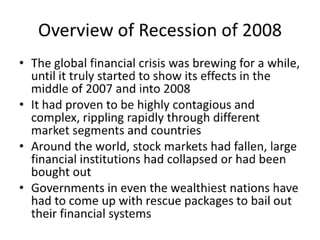 How to make sure recession of 2008 doesn't happen again