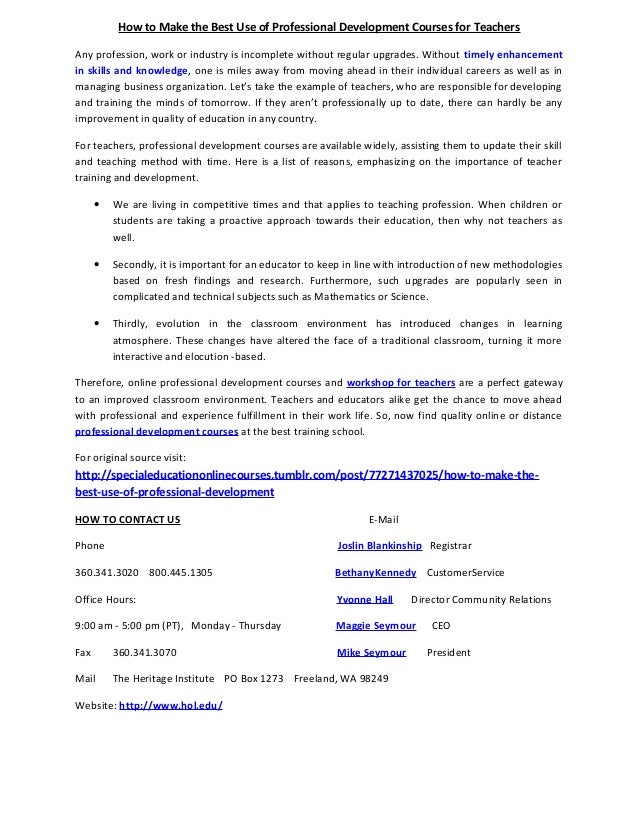 How to make the best use of professional development courses for teac…