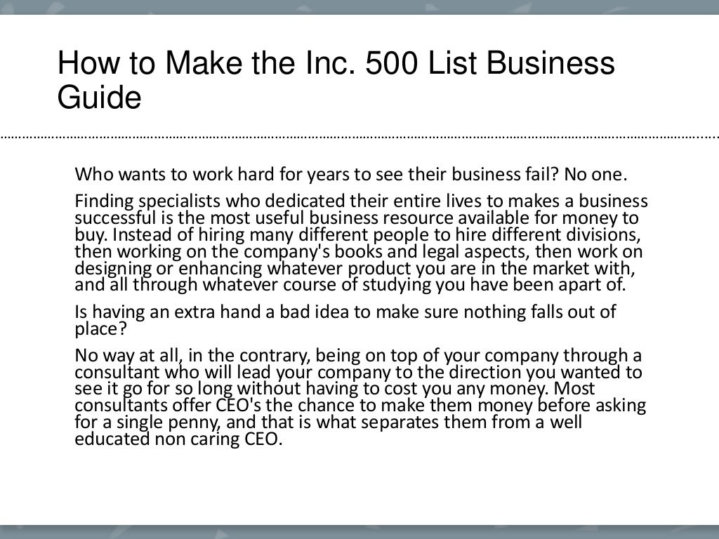 How to Make the Inc. 500 List Business Guide