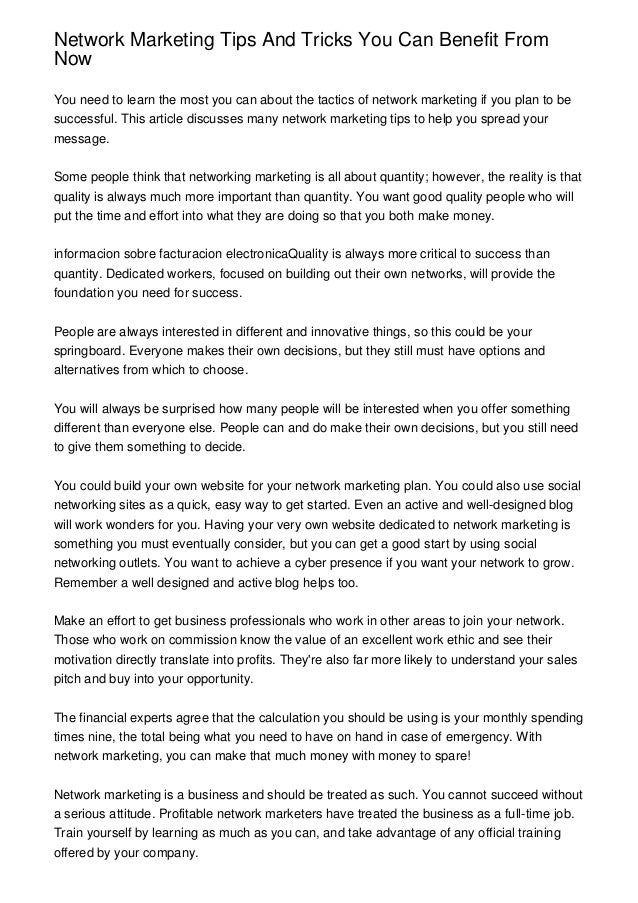 Network Marketing Tips And Tricks You Can Benefit From Now